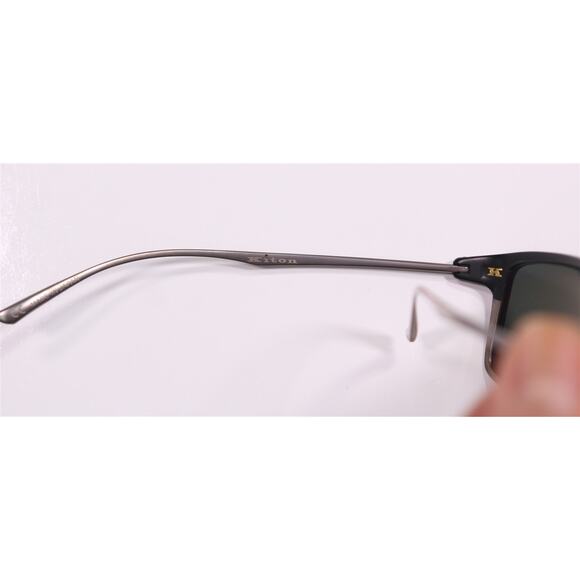 Kiton Titanium Napoli Gray Black Two Tone Luxury Round Sunglasses Made in Japan - Picture 8 of 8